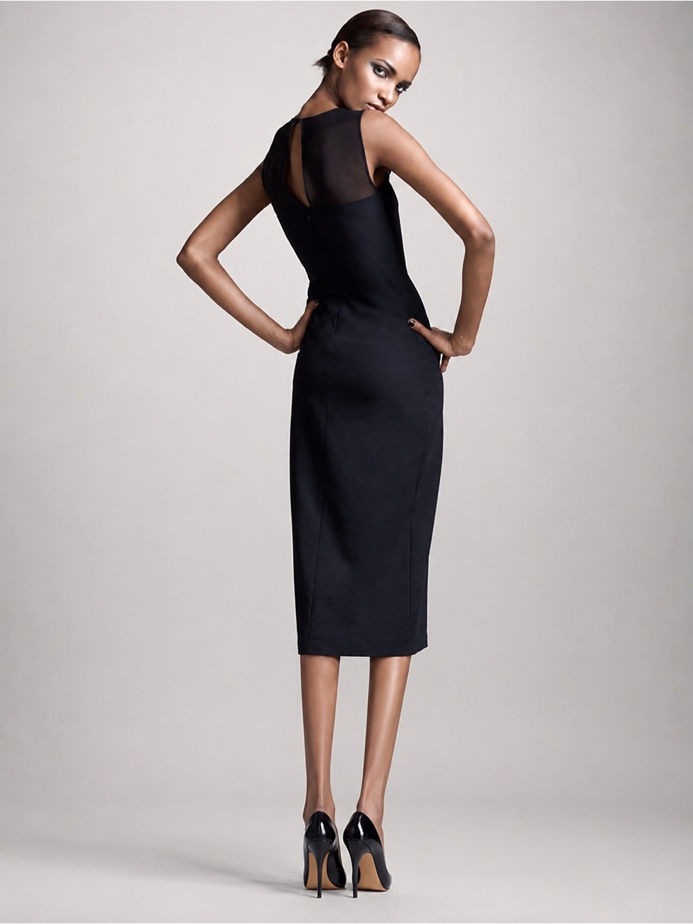 The Row Sheer Top Classic Midi Dress in Black Size M - Picture 2 of 15